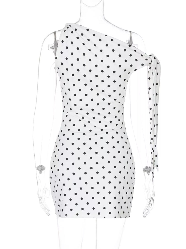 Polka Dot Sleeveless Mini Dress with Bow Accents