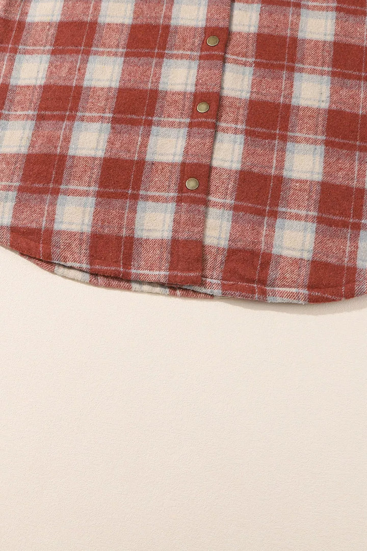 Fleece Lined Plaid Hooded Jacket