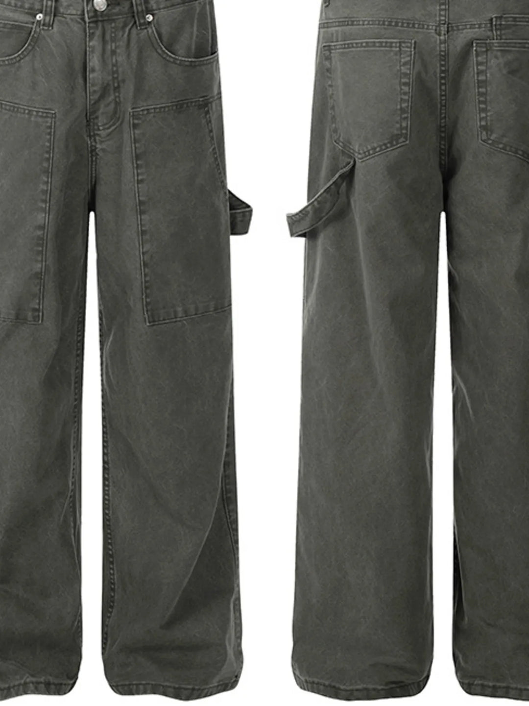 Men's Washed Cargo Wide Leg Jeans