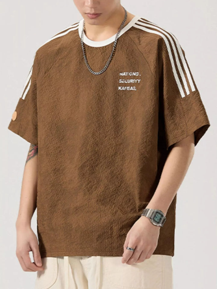 Men's Full Size Striped Shoulder Relaxed Fit T-Shirt Plus Size