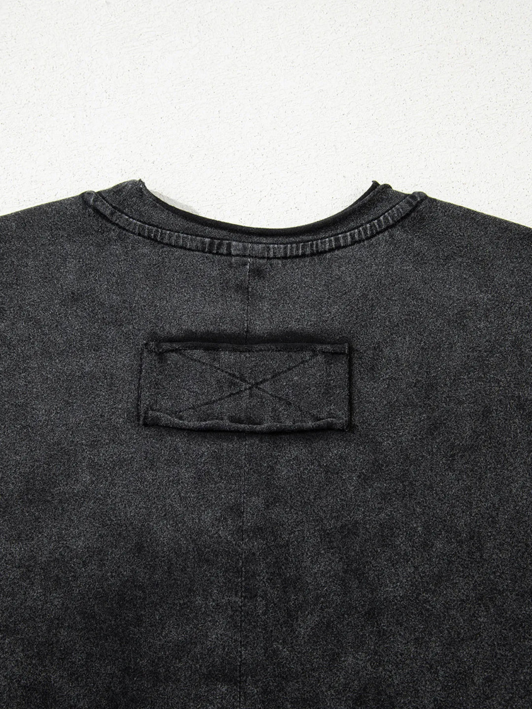 Floral Embroidered Mineral Wash Crew Neck T Shirt