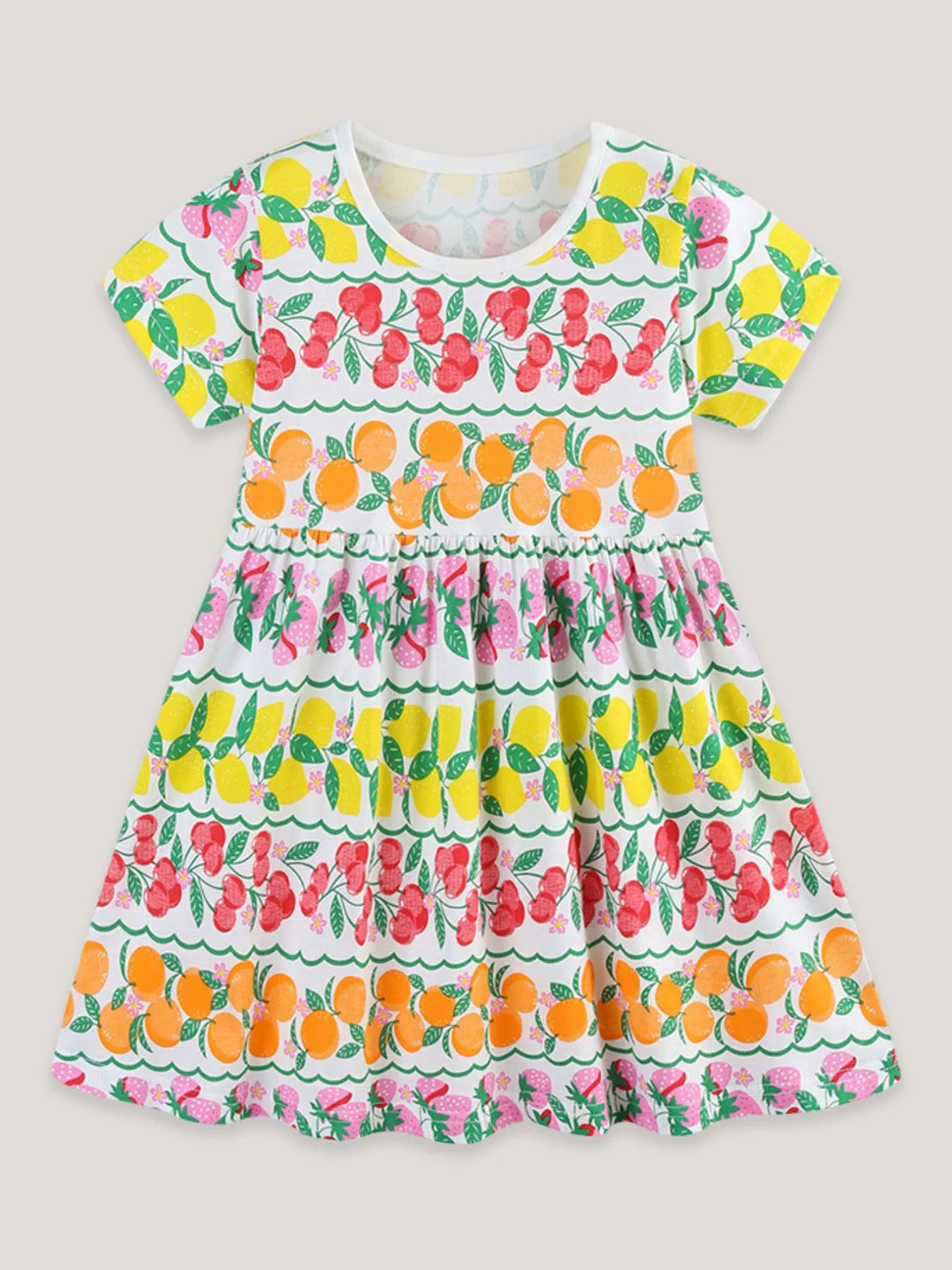 Children's Fruit Print Tiered Dress