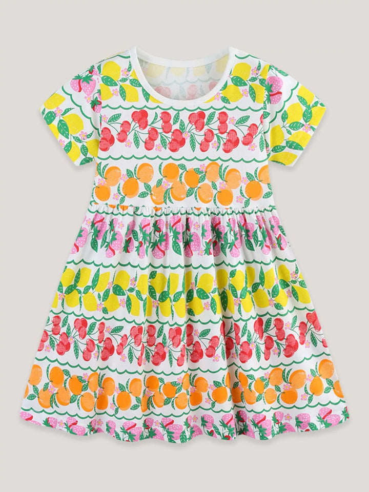 Children's Fruit Print Tiered Dress