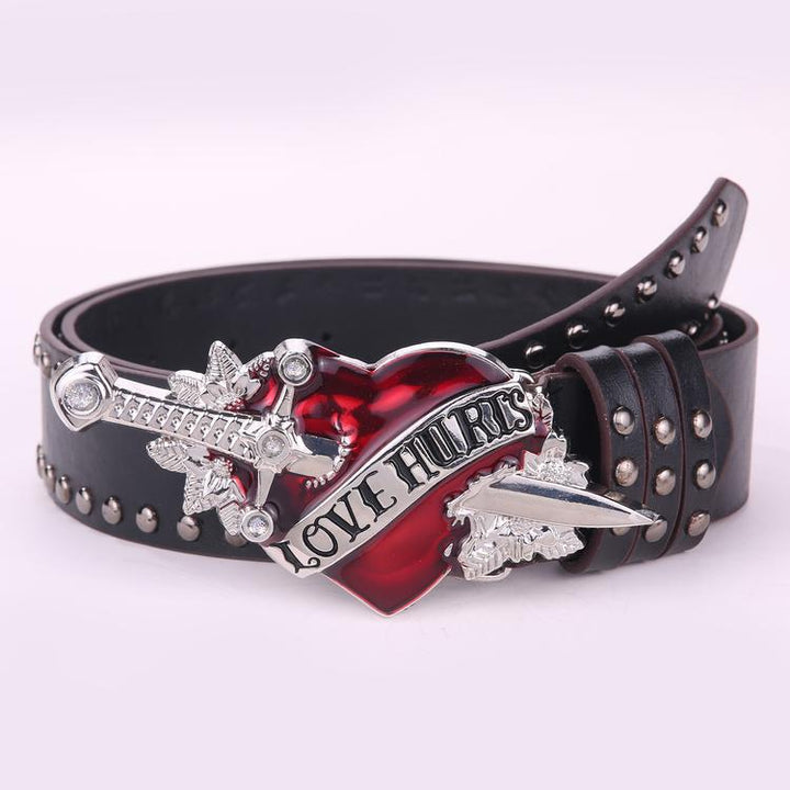 One Sword Piercing The Heart Big Head Belt Buckle Personality Spicy Girl