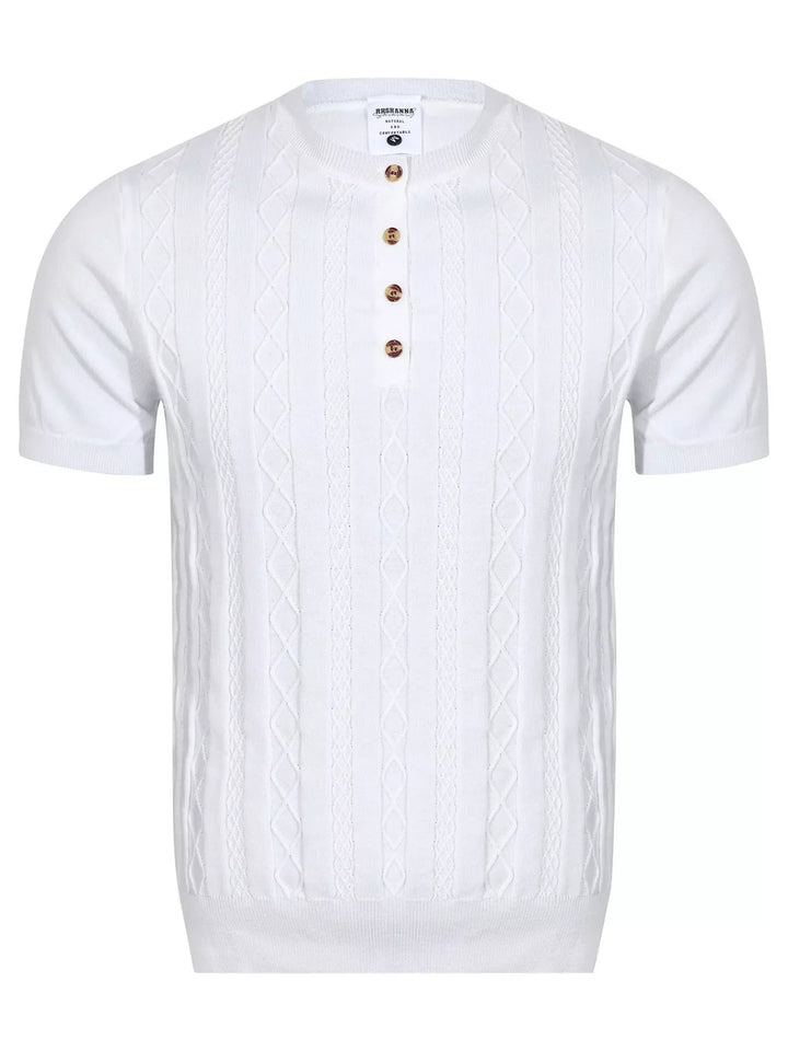 Men's Cable Knit Short Sleeve Knit Top