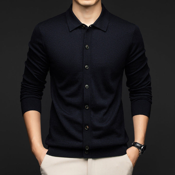 Mens Casual Commuter-style Solid-color Wool Sweater