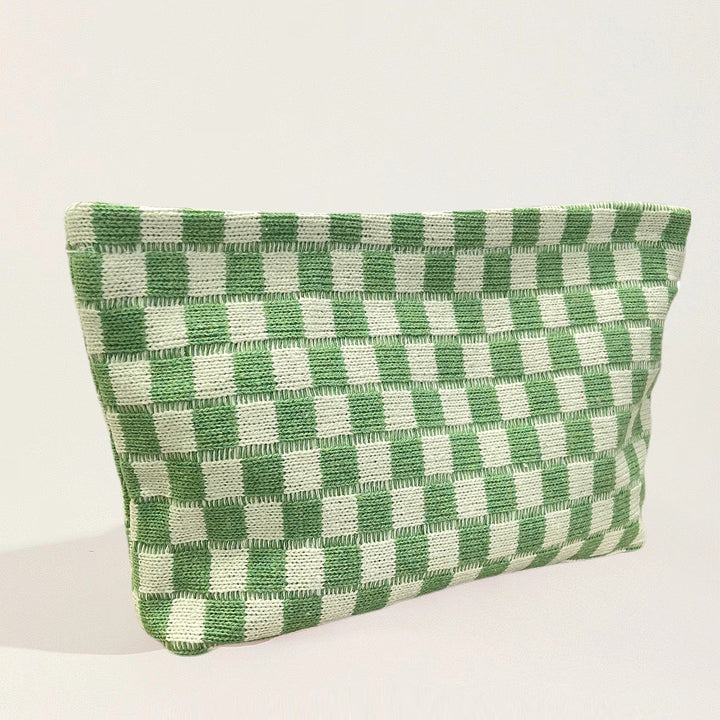 Large-capacity Yarn Checkerboard Makeup Bag