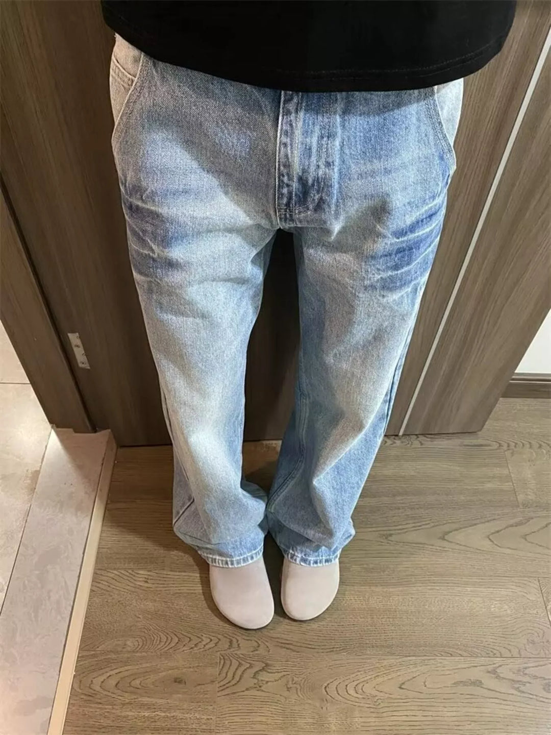 Men's Full Size Vintage Wash Wide Leg Jeans Plus Size