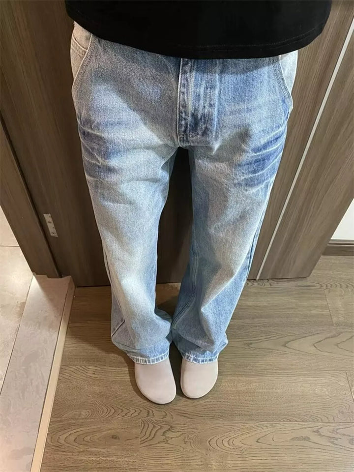 Men's Full Size Vintage Wash Wide Leg Jeans Plus Size