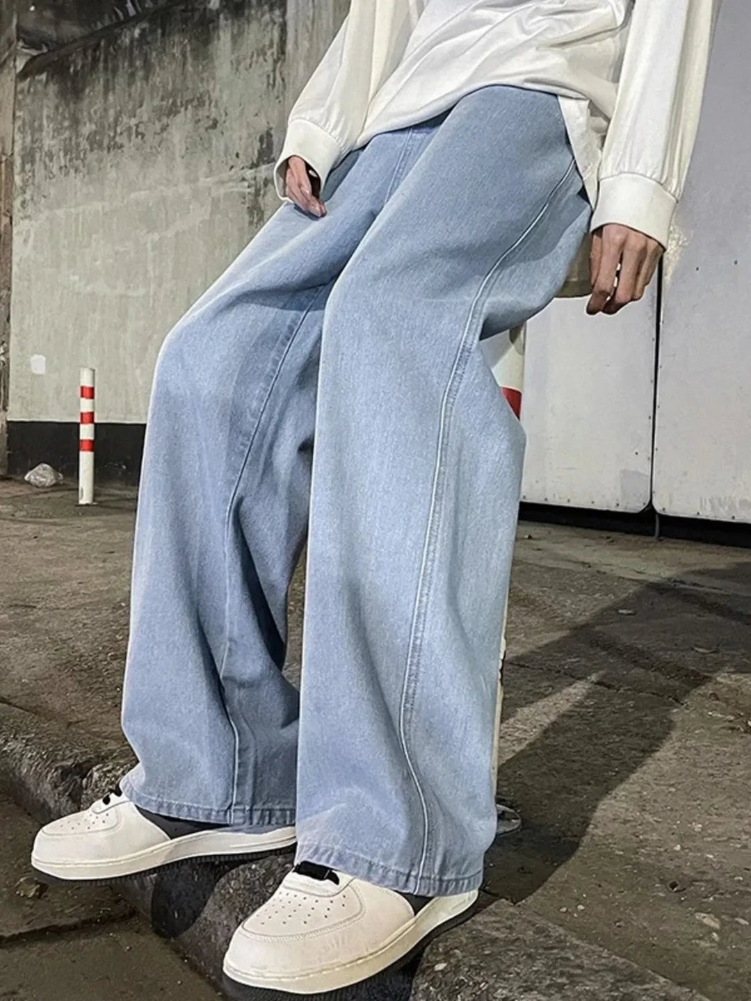 Men's Full Size Drawstring Wide Leg Jeans Plus Size