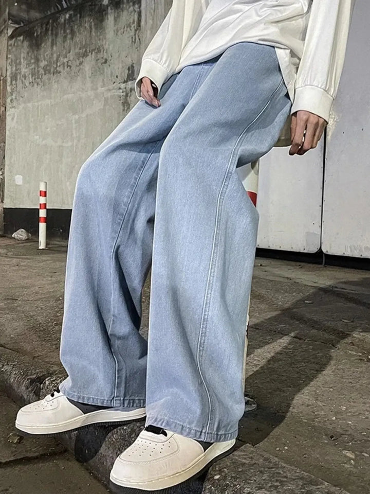 Men's Full Size Drawstring Wide Leg Jeans Plus Size