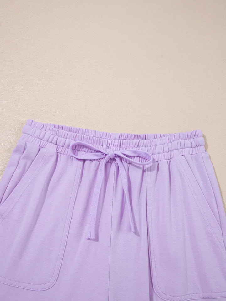 Mineral Wash Casual Round Neck Tank and Loose Drawstring Pants Set
