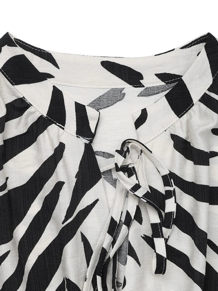 Printed Notched Sleeveless Midi Dress
