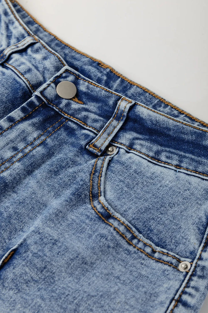 High-Waisted Wide-Leg Cuffed Jeans
