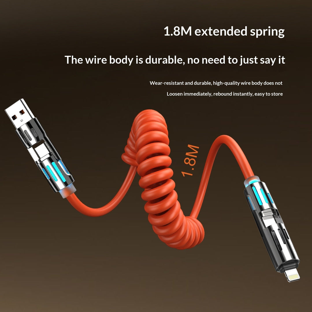 Phone Cable Spring Light Bar 4-in-1 65W Data Cable
