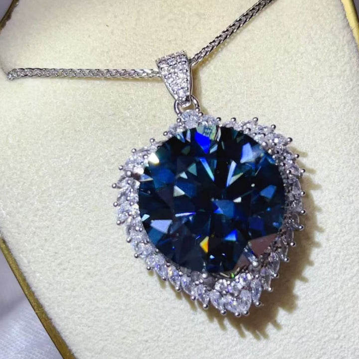 20 Carat Moissanite 925 Sterling Silver Pendant Necklace