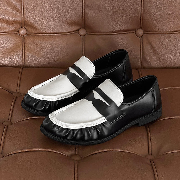 New Arrival Versatile Round Toe Men's Slip-On Shoes, Lazy Style Vintage Casual Leather Shoes, British Style Loafers