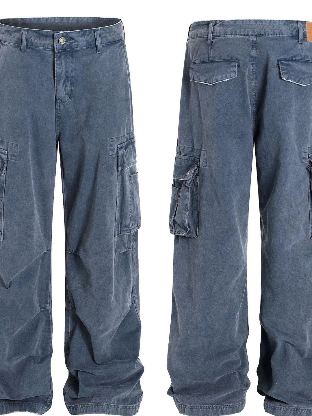 Men's Wide-Leg Cargo Jeans with Side Pockets
