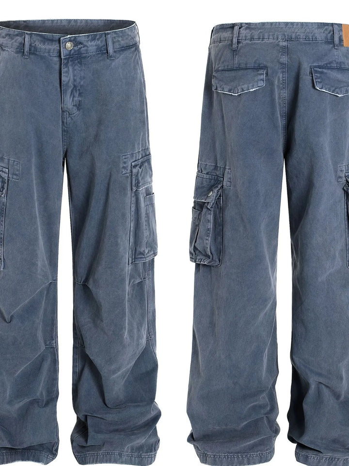 Men's Wide-Leg Cargo Jeans with Side Pockets