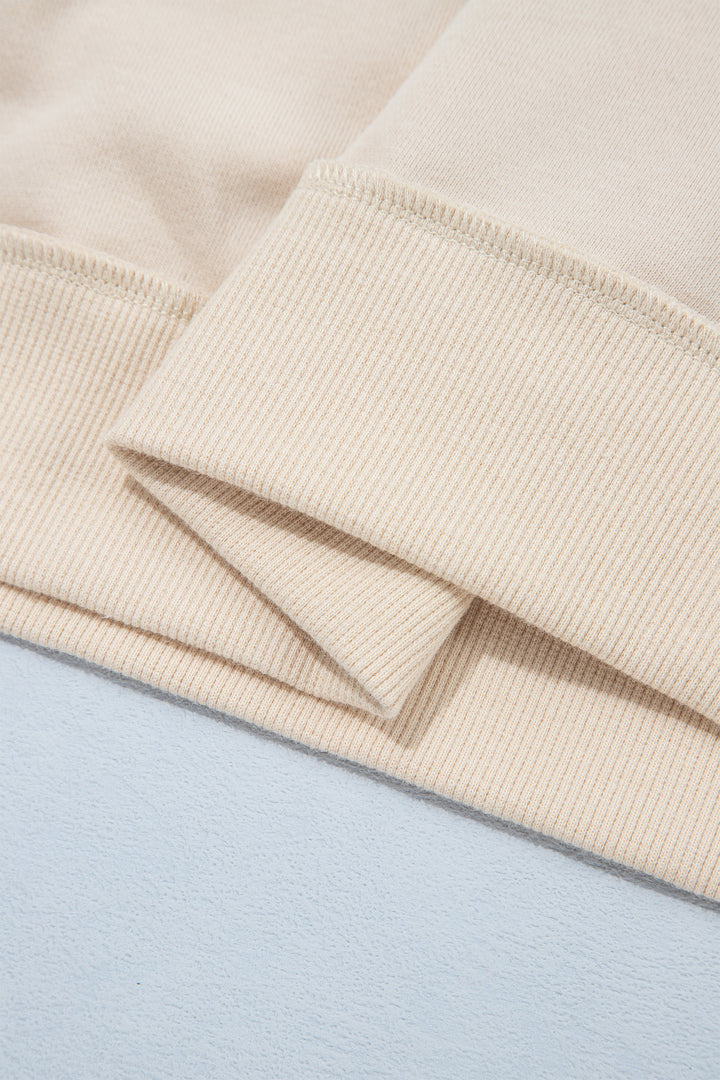 Beige CHRIST IS KING Embroidery High Neck Baggy Sweatshirt