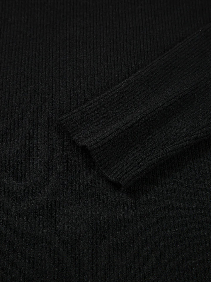 Ribbed Knit Cold Shoulder Sweater