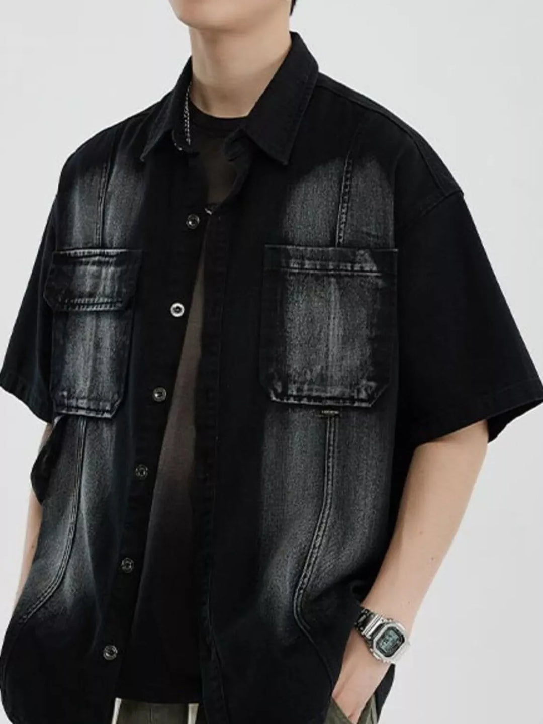 Men's Full Size Button Up Half Sleeve Shirt Plus Size