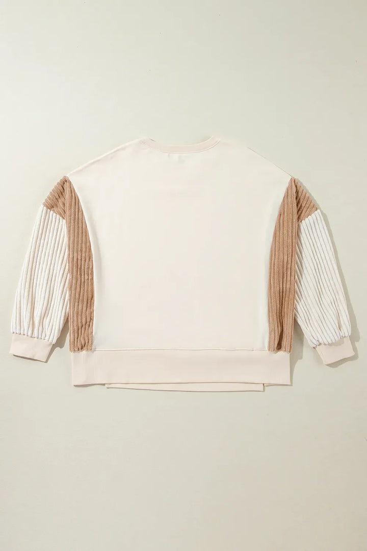 Slit Color Block Long Sleeve Sweatshirt