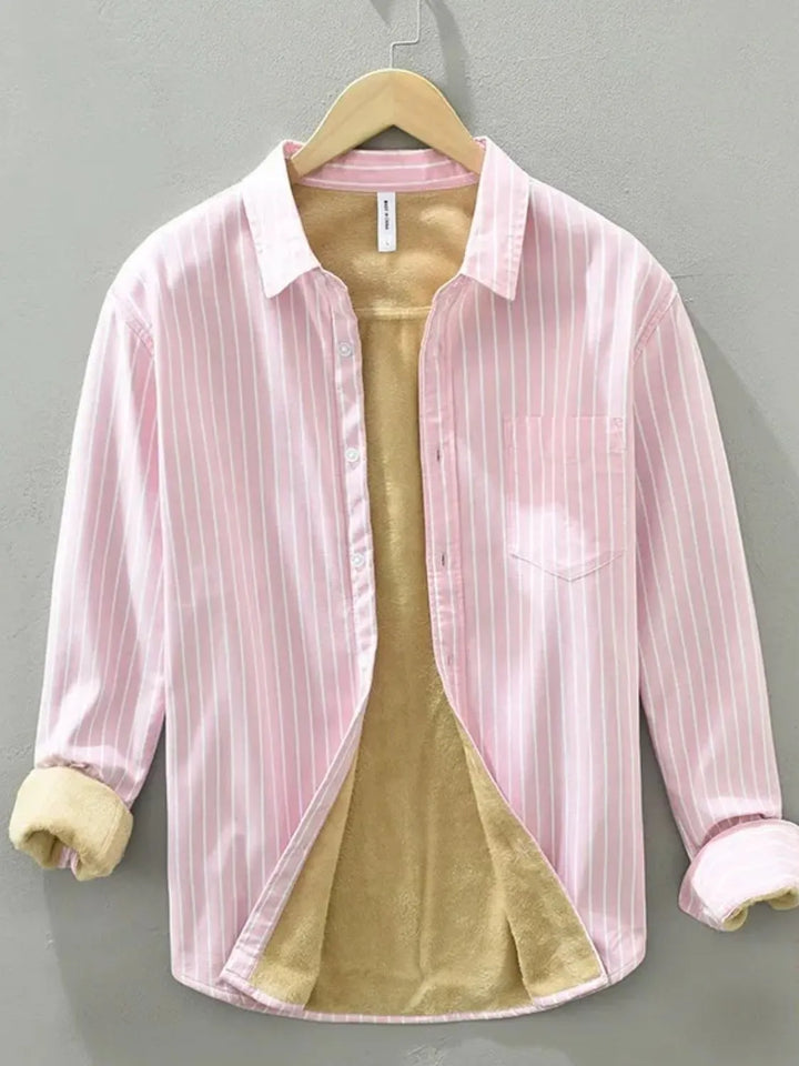 Men's Plus Size Striped Button Up Long Sleeve Shirt