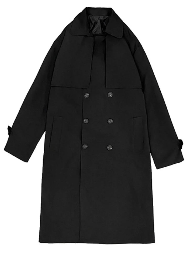 Men's Collared Neck Long Sleeve Double-Breasted Trench Coat