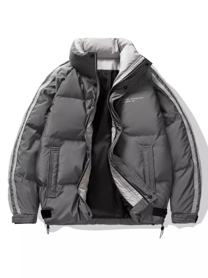 Men's Plus Size Striped Padded Puffer Jacket