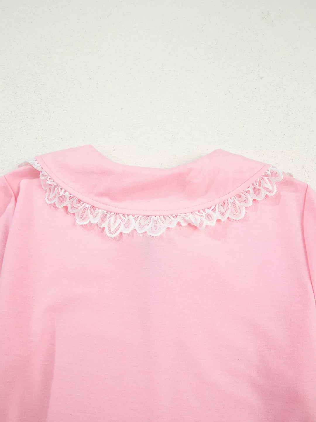 Peter Pan Lace Embellished Neck Sweatshirt and Skirt Two Piece Set