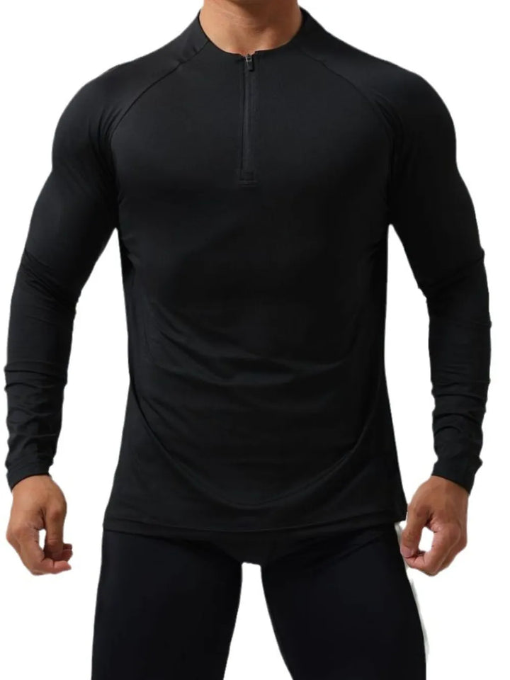 Men's Plus Size Quarter Zip Long Sleeve Top