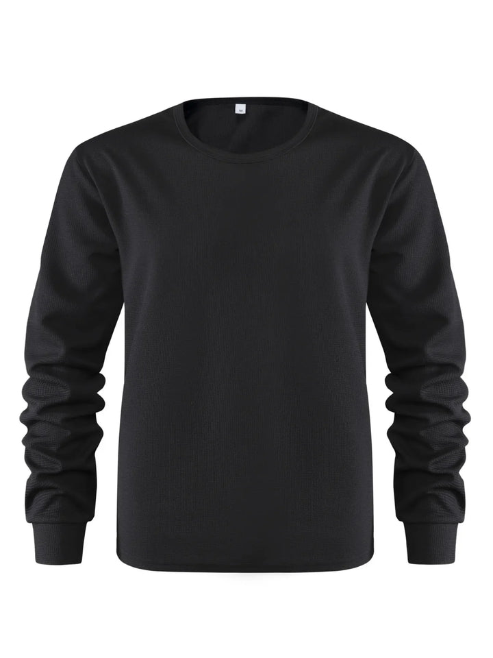 Men's Plus Size Waffle Knit Long Sleeve T-Shirt