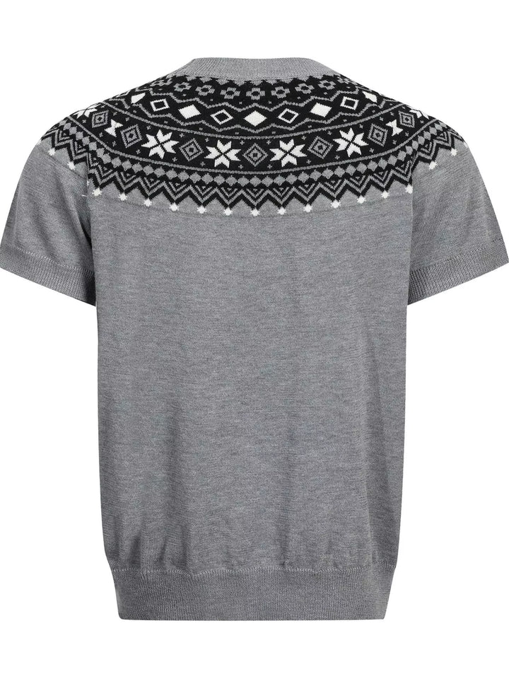 Men's Fair Isle Pattern Short Sleeve Sweater