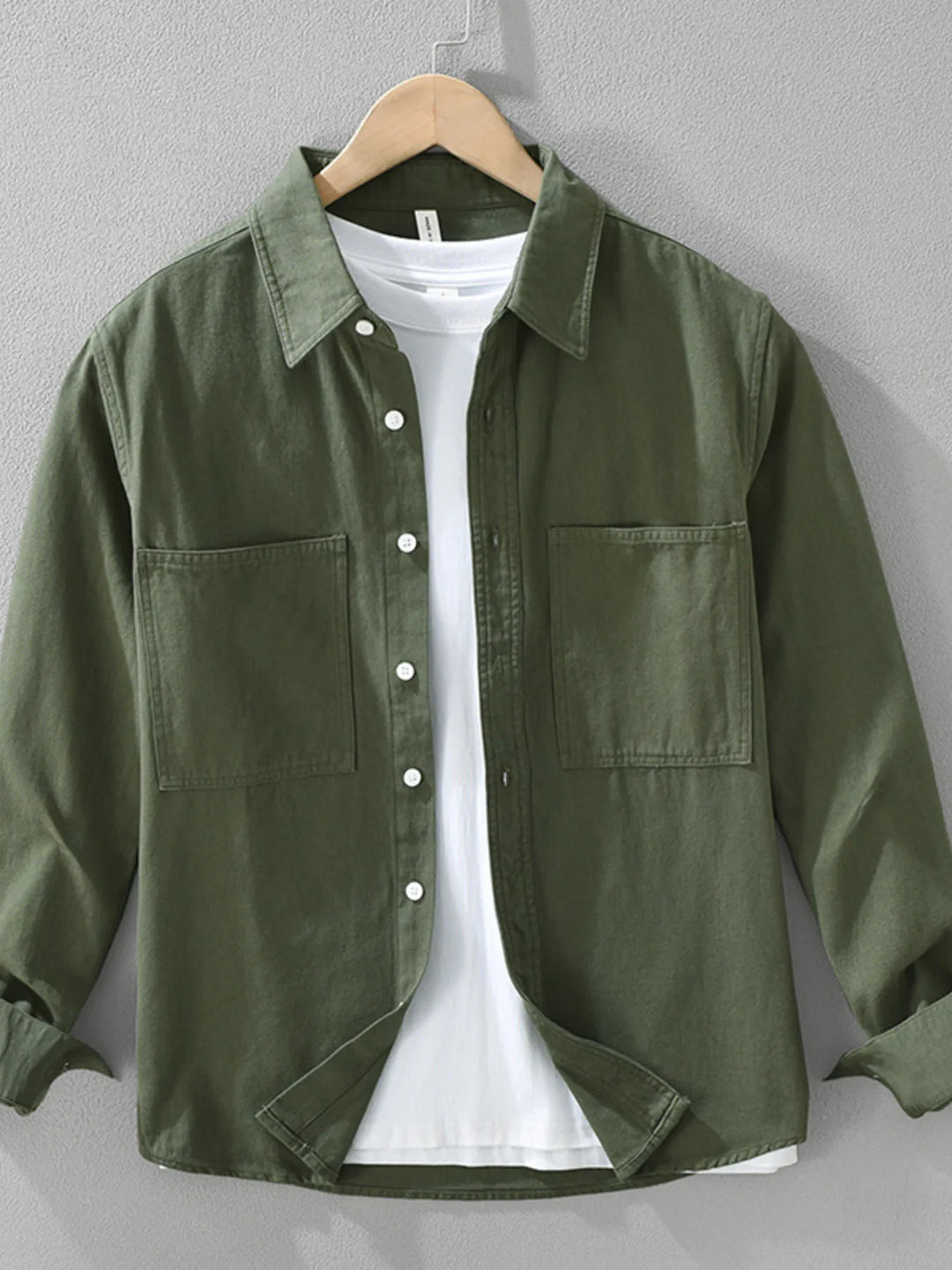 Men's Plus Size Button Detail Long Sleeve Shirt