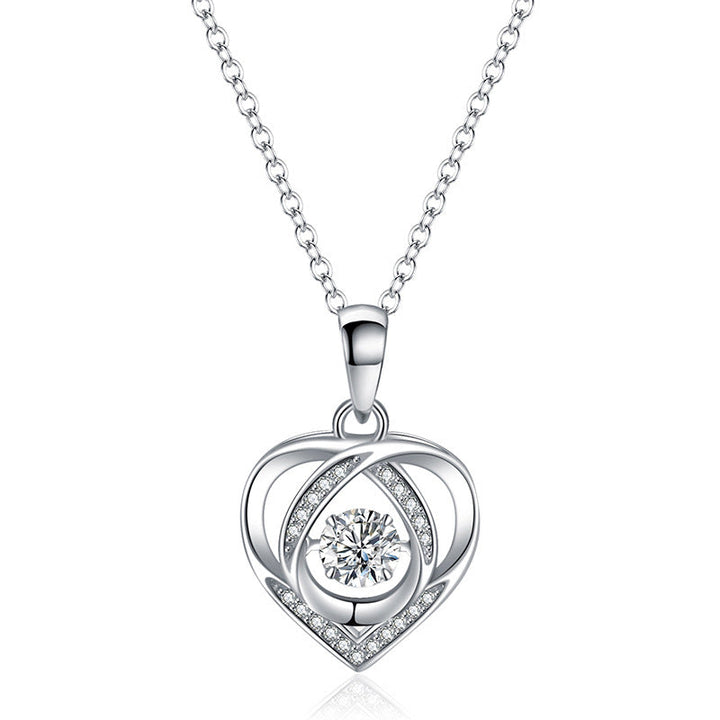 Dainty Heart Pendant Collarbone Chain For Women, Hollow Blue Zircon Long Sweater Necklace, Elegant Minimal Fashion Jewelry