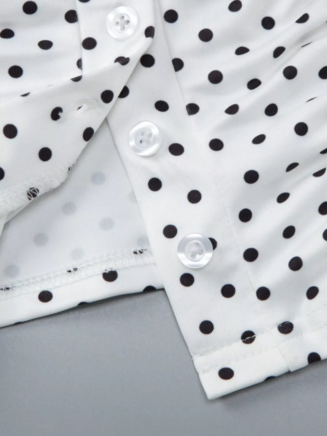Polka Dot Ruched V-Neck Top