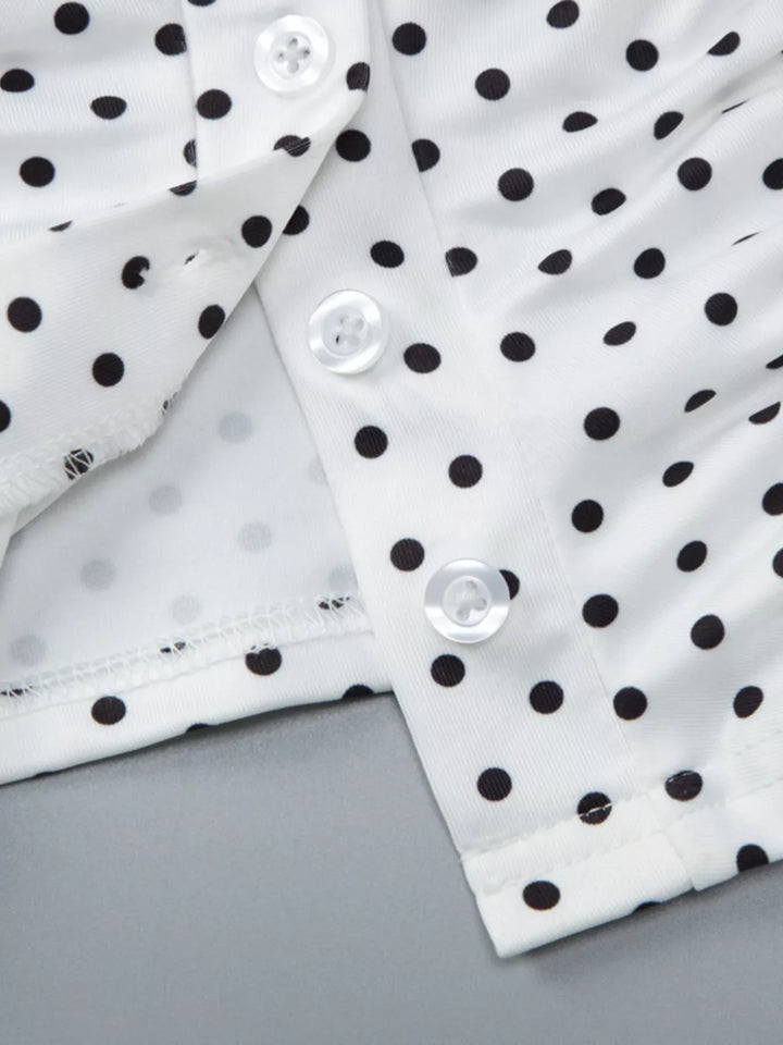 Polka Dot Ruched V-Neck Top