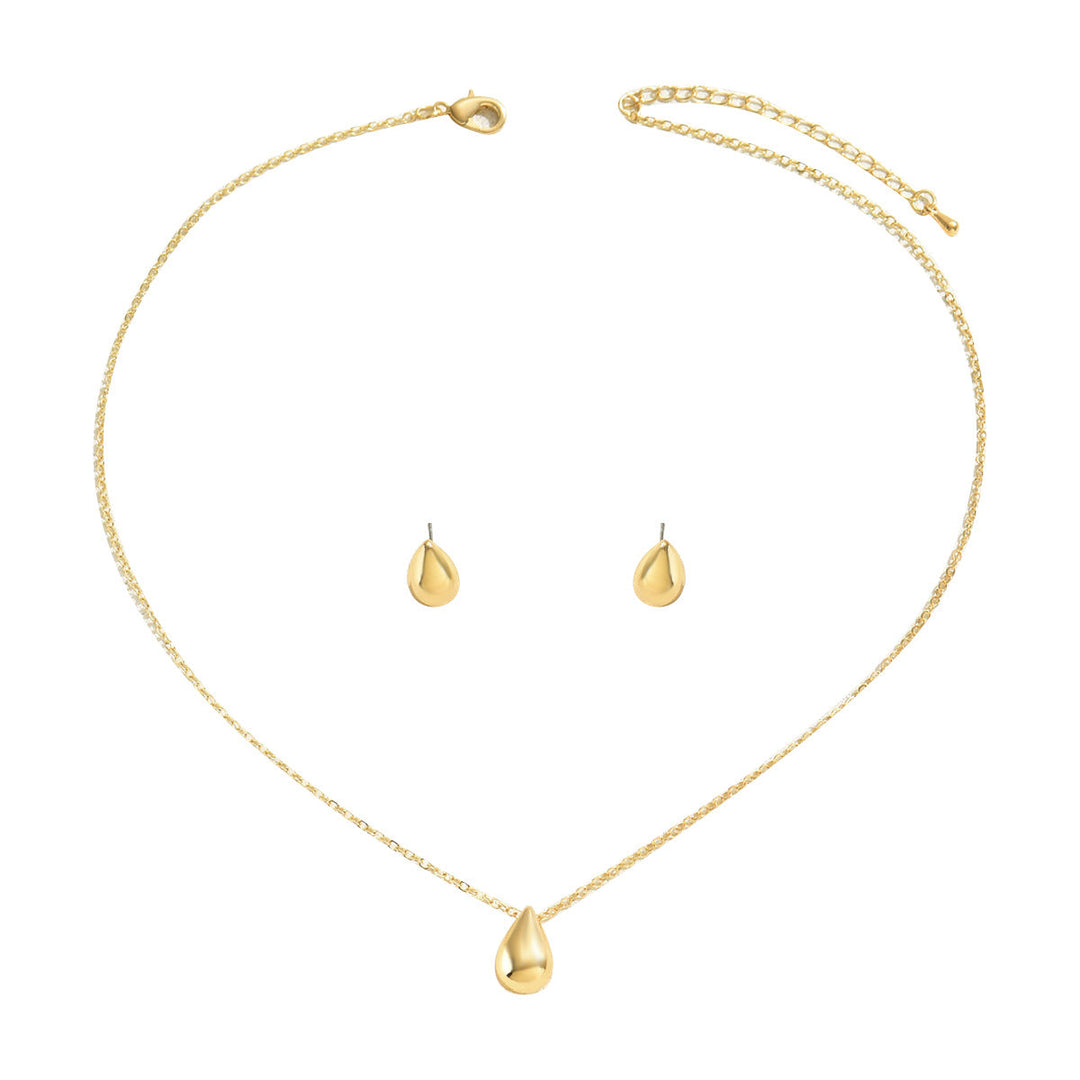 Sweet Fresh Style Women Jewelry Set, Niche Geometric Water Drop Design Matching Clavicle Necklace & Earrings, Versatile Daily Neck Ear Ornaments