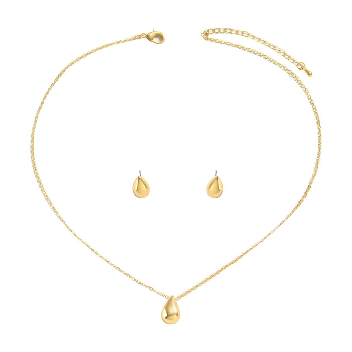 Sweet Fresh Style Women Jewelry Set, Niche Geometric Water Drop Design Matching Clavicle Necklace & Earrings, Versatile Daily Neck Ear Ornaments