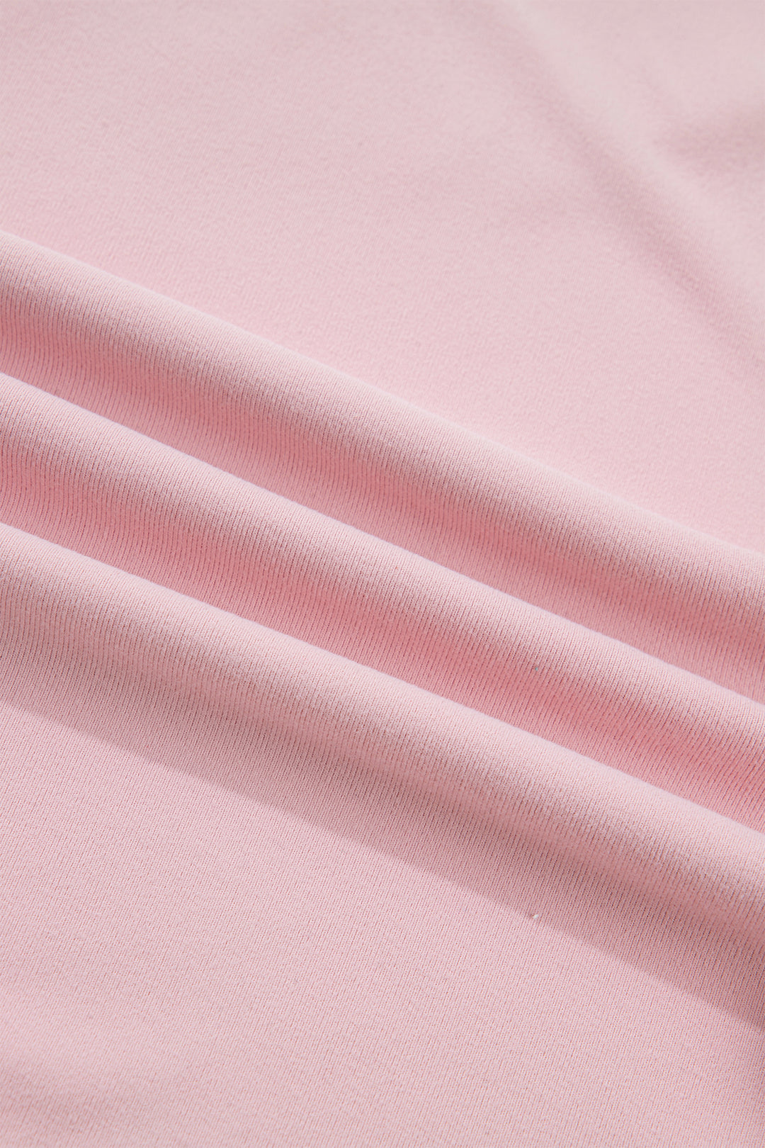 Light Pink Solid Color Bow Textured Patchwork Long Sleeve Tee