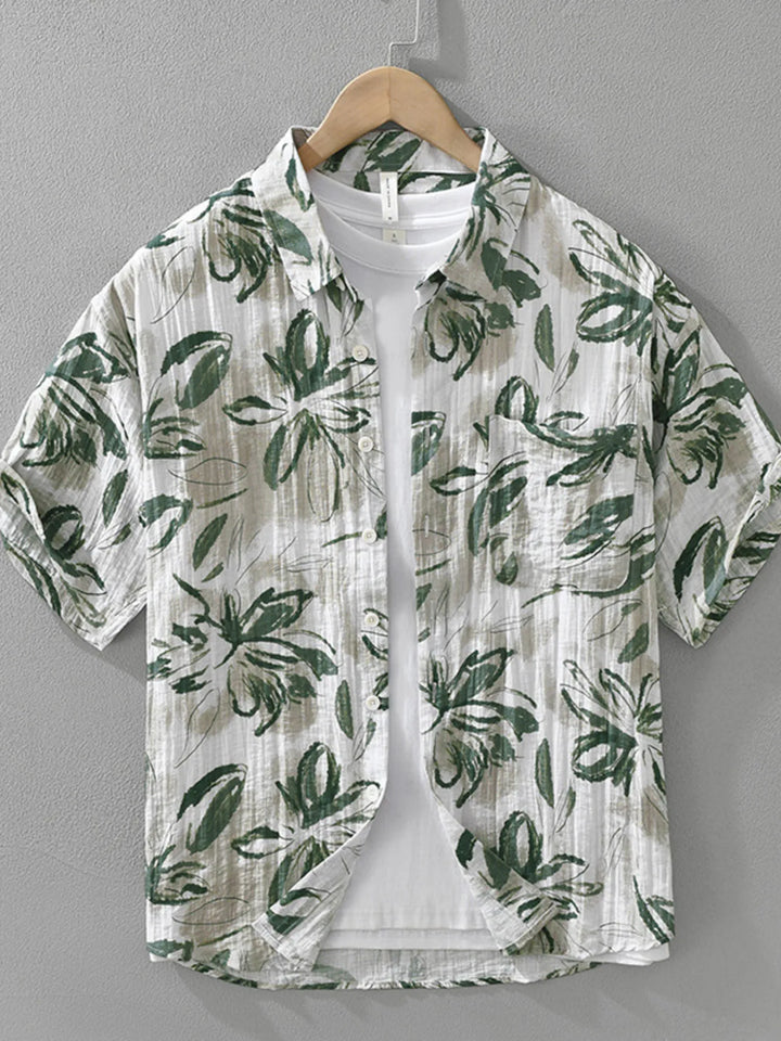 Men's Plus Size Printed Button-Up Casual Shirt