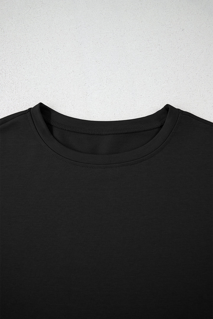 Black 2pcs Cropped Tee and Ruffle High Waist Skort Set