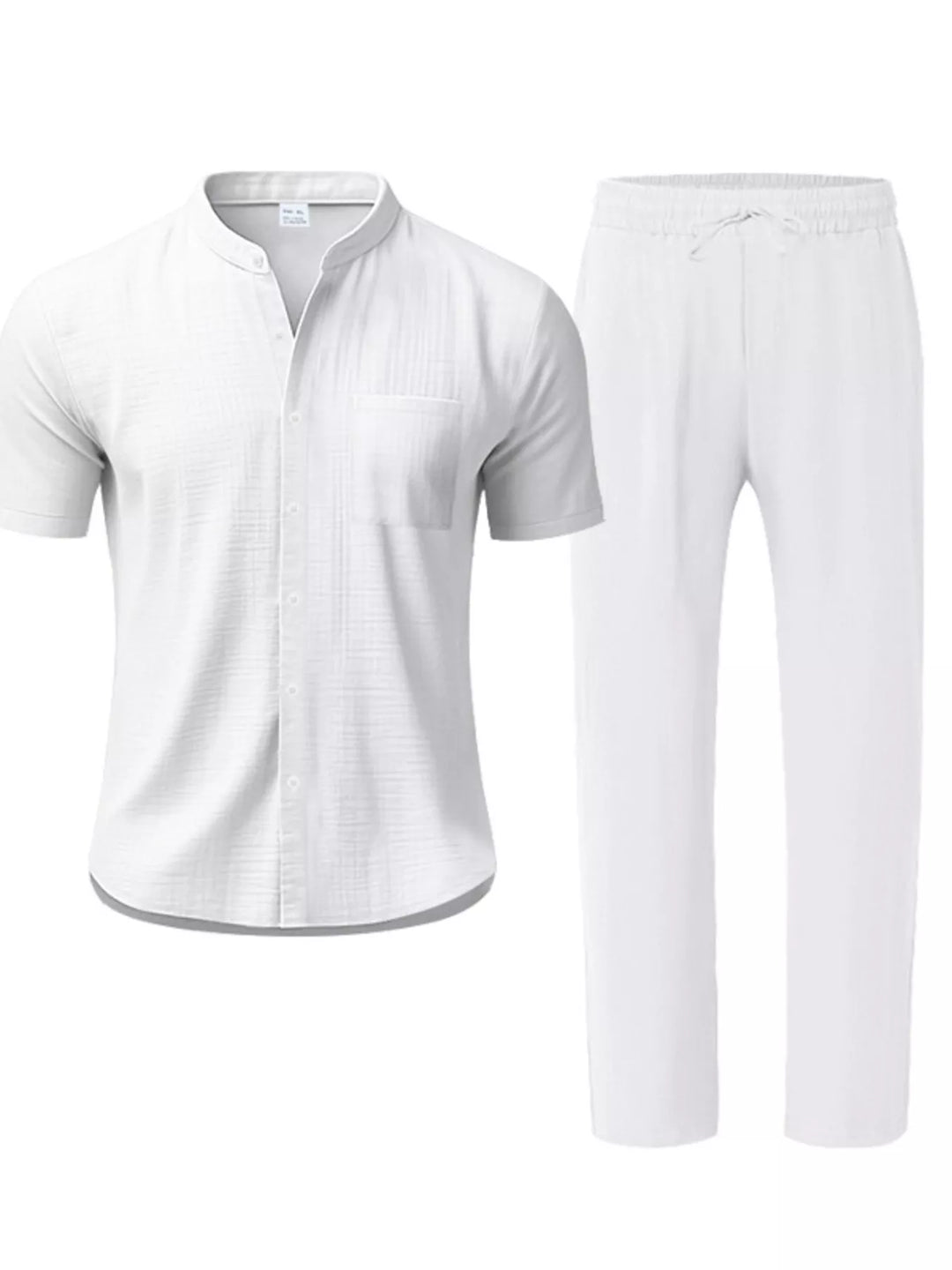 Men's Full Size Casual Button Up Short Sleeve Shirt and Pants Set Plus Size