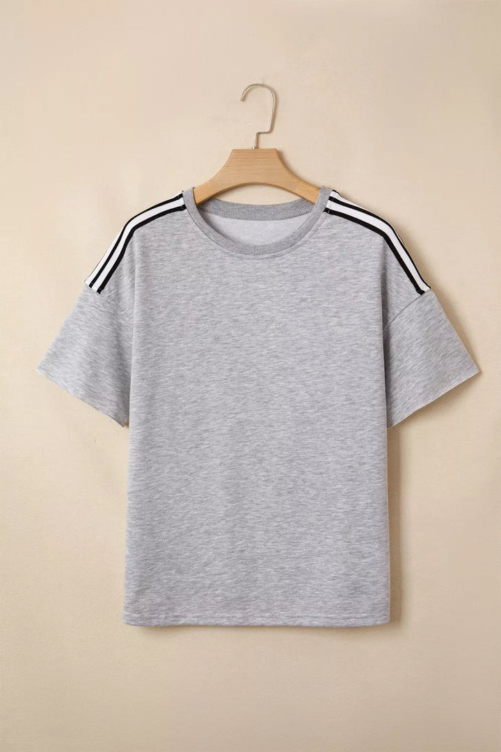 Striped Shoulder Relaxed Fit T-Shirt