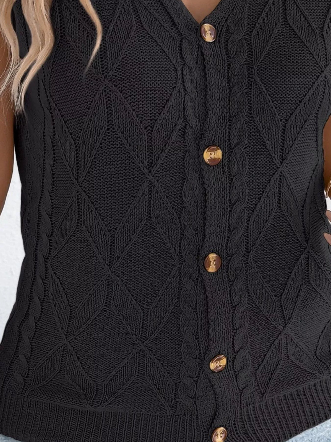 Texture Knit Button Up Cap Sleeve Cardigan