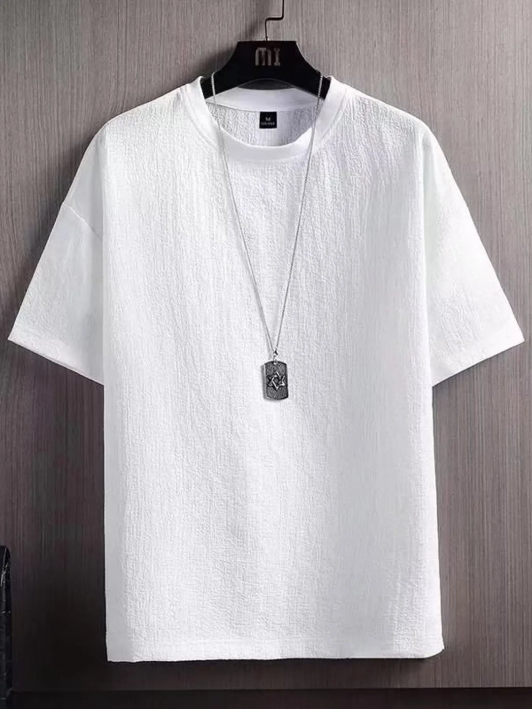 Men's Plus Size Textured Round Neck T-Shirt