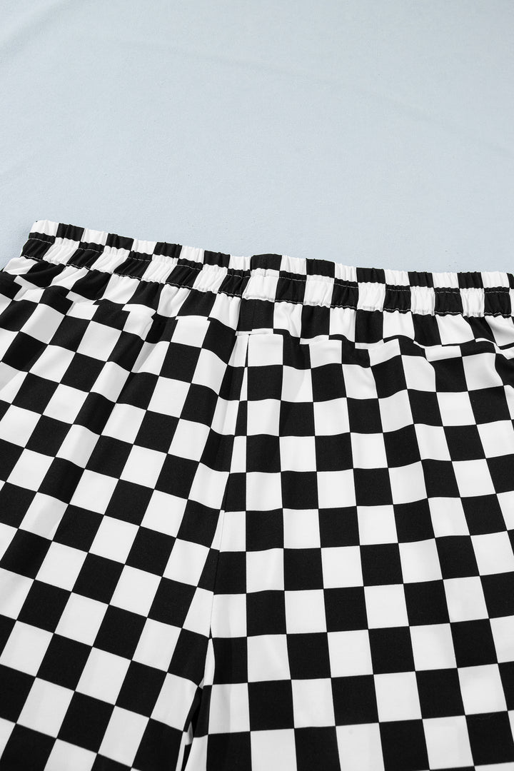 Black Plus Size Checkered Athleisure Shorts