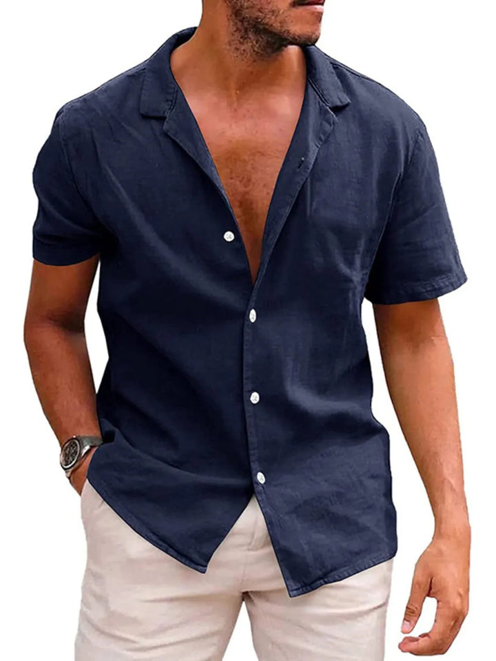 Men's Casual Short Sleeve Button-Up Shirt