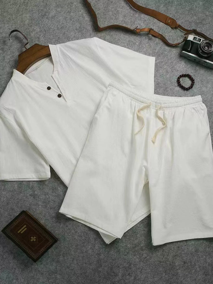 Men's Plus Size Short Sleeve Top and Shorts Set